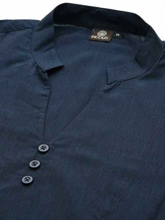 Men Solid Indigo Kurta - Inddus.com