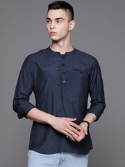Men Solid Indigo Kurta - Inddus.com