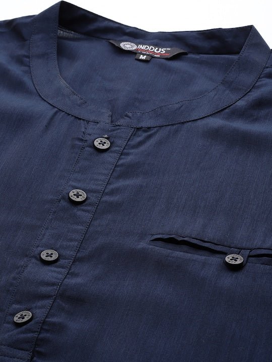 Men Solid Indigo Kurta - Inddus.com