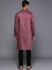 Men Striped Jacquard Silk Kurta - Inddus.com