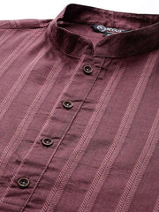 Men Striped Jacquard Silk Kurta - Inddus.com