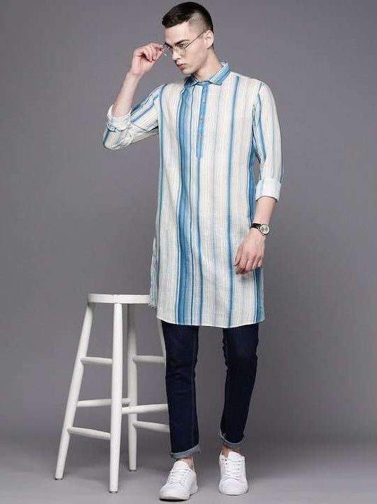 Men Striped Kurta - Inddus.com