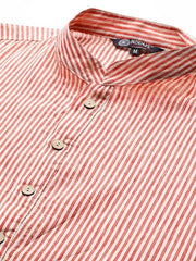 Men Striped Mandarin Collar Kurta - Inddus.com
