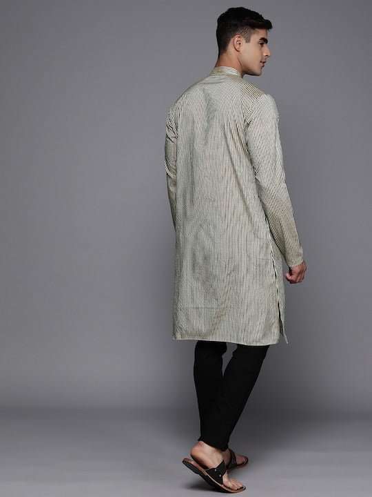 Men Striped Mandarin Collar Kurta - Inddus.com