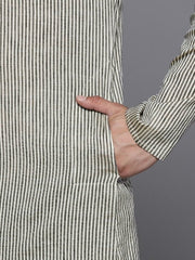 Men Striped Mandarin Collar Kurta - Inddus.com