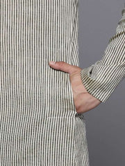Men Striped Mandarin Collar Kurta - Inddus.com
