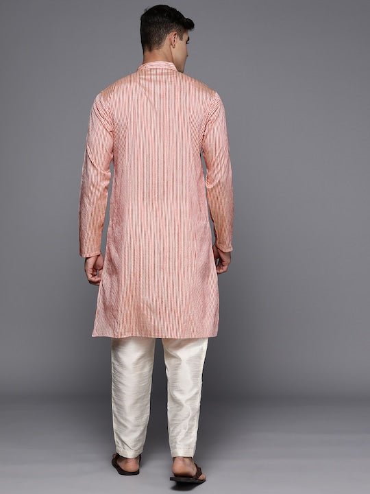 Men Striped Mandarin Collar Kurta - Inddus.com