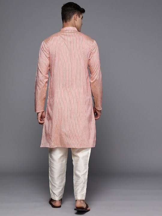Men Striped Mandarin Collar Kurta - Inddus.com
