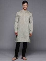 Men Striped Mandarin Collar Kurta - Inddus.com