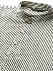 Men Striped Mandarin Collar Kurta - Inddus.com