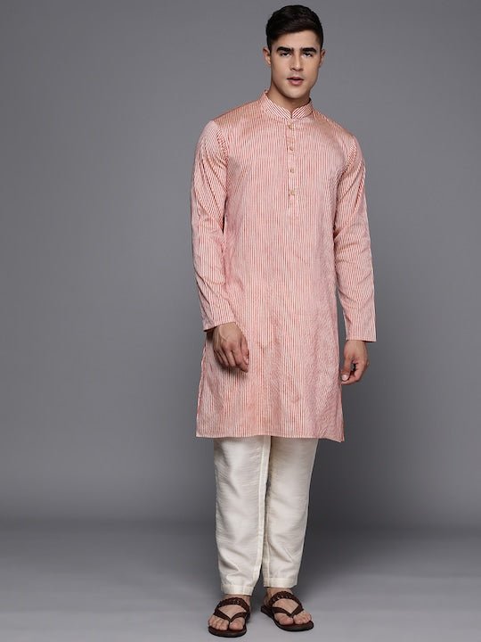 Men Striped Mandarin Collar Kurta - Inddus.com