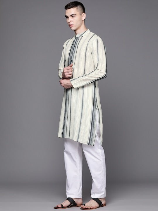 Men Striped Straight Kurta - Inddus.com