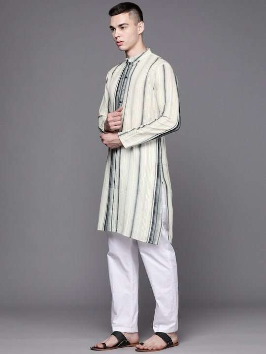 Men Striped Straight Kurta - Inddus.com