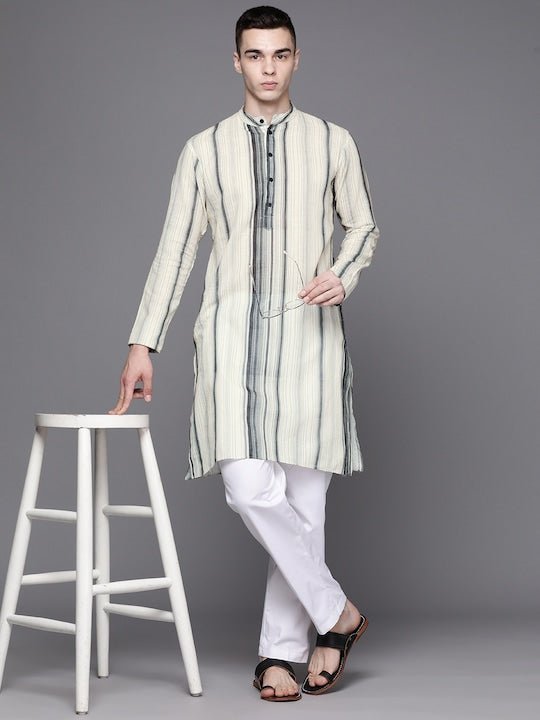 Men Striped Straight Kurta - Inddus.com