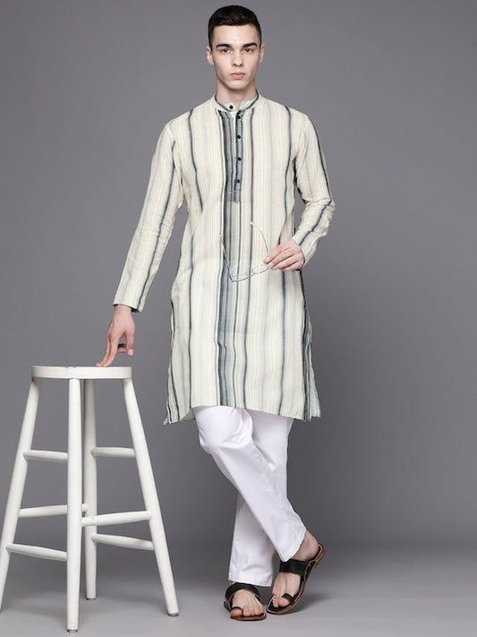 Men Striped Straight Kurta - Inddus.com