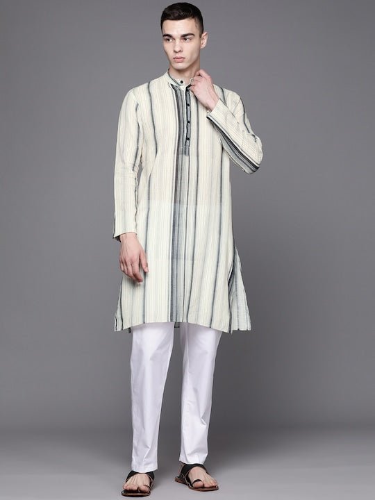 Men Striped Straight Kurta - Inddus.com