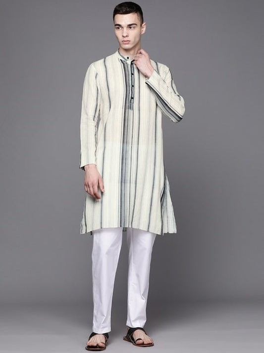 Men Striped Straight Kurta - Inddus.com