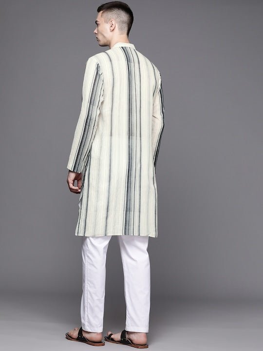 Men Striped Straight Kurta - Inddus.com