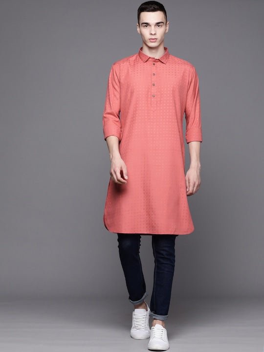 Men Woven Design Ethnic Motifs Kurta - Inddus.com