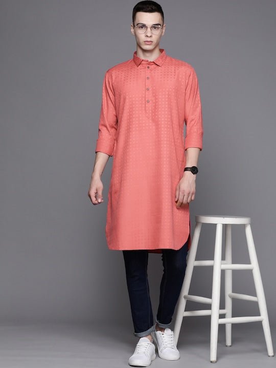 Men Woven Design Ethnic Motifs Kurta - Inddus.com