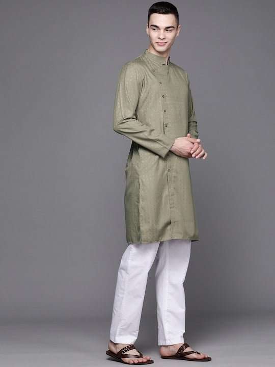 Men Woven Design Ethnic Motifs Kurta - Inddus.com