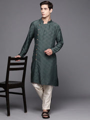 Men Woven Design Geometric Kurta - Inddus.com