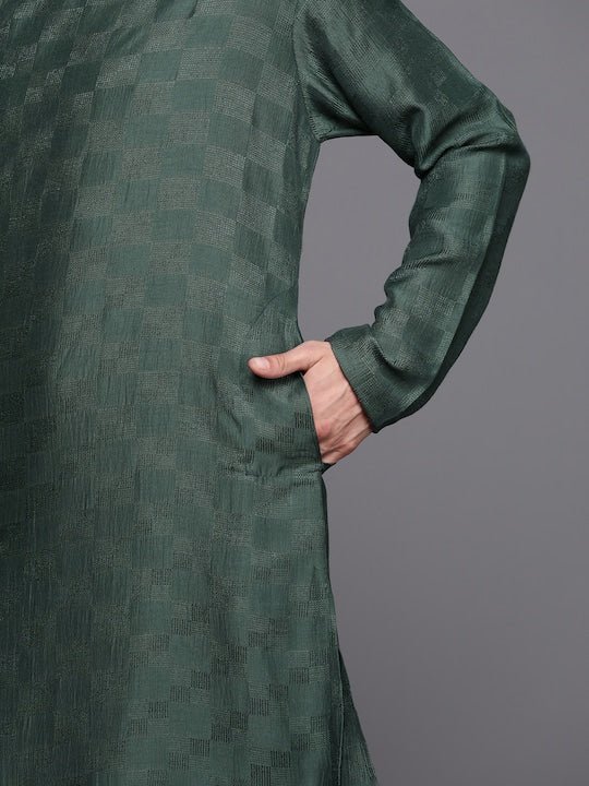 Men Woven Design Geometric Kurta - Inddus.com