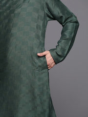Men Woven Design Geometric Kurta - Inddus.com