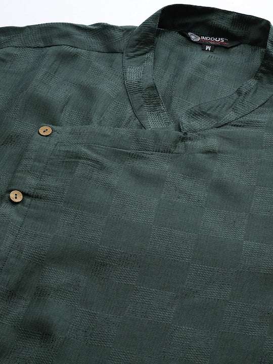 Men Woven Design Geometric Kurta - Inddus.com