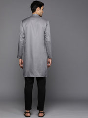 Men Woven Design Jacquard Solid Straight Long Kurta - Inddus.com