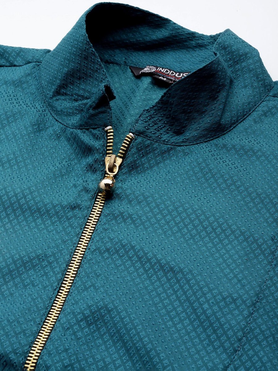 Men Woven Design Jacquard Solid Straight Long Kurta - Inddus.com