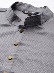 Men Woven Design Jacquard Solid Straight Long Kurta - Inddus.com
