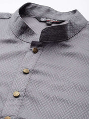 Men Woven Design Jacquard Solid Straight Long Kurta - Inddus.com
