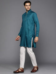 Men Woven Design Jacquard Solid Straight Long Kurta - Inddus.com