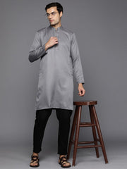 Men Woven Design Jacquard Solid Straight Long Kurta - Inddus.com