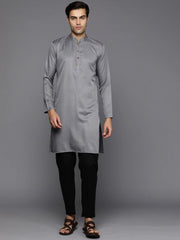 Men Woven Design Jacquard Solid Straight Long Kurta - Inddus.com