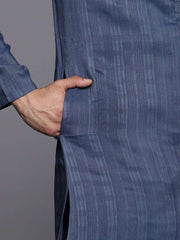 Men Woven Design Straight Kurta - Inddus.com