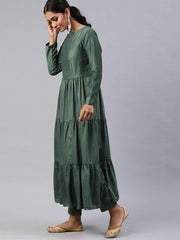 Metalic Silk Blend Solid Kurta Pant Dupatta Set - Inddus.com