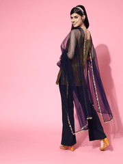 Multi Color Silk Blend Woven Design with Salwar Kameez Duppata - Inddus.com