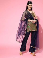 Multi Color Silk Blend Woven Design with Salwar Kameez Duppata - Inddus.com