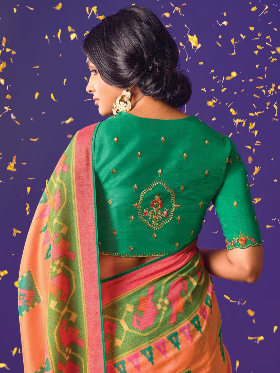 Multicolor Brasso Embroidered Saree - Inddus.com