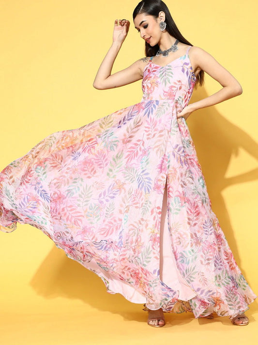 Multicolor Nylon Partywear Tribal Dresses - Inddus.com