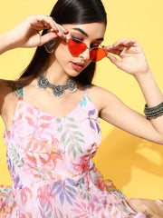 Multicolor Nylon Partywear Tribal Dresses - Inddus.com