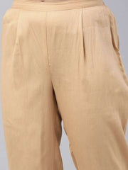 Mustard Yellow & Peach-Coloured Woven Design Handloom Unstitched Dress Material - Inddus.com