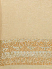 Mustard Yellow & Peach-Coloured Woven Design Handloom Unstitched Dress Material - Inddus.com