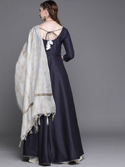 Navy Blue Anarkali Kurta with Dupatta - Inddus.com