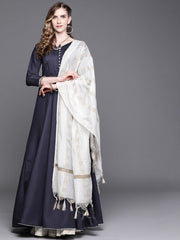 Navy Blue Anarkali Kurta with Dupatta - Inddus.com
