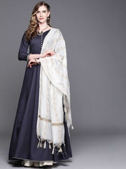 Navy Blue Anarkali Kurta with Dupatta - Inddus.com