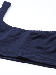 NAVY BLUE NON WIRED NON PADDED SPORT BRA - Inddus.com