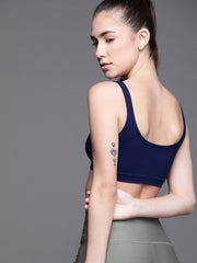 NAVY BLUE NON WIRED NON PADDED SPORT BRA - Inddus.com